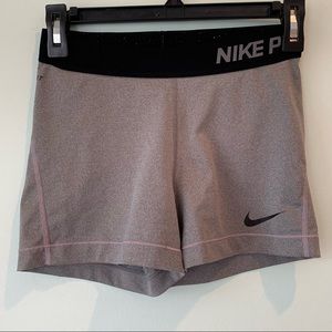 Nike Pro Gray Grey Spandex Shorts Medium M 3”